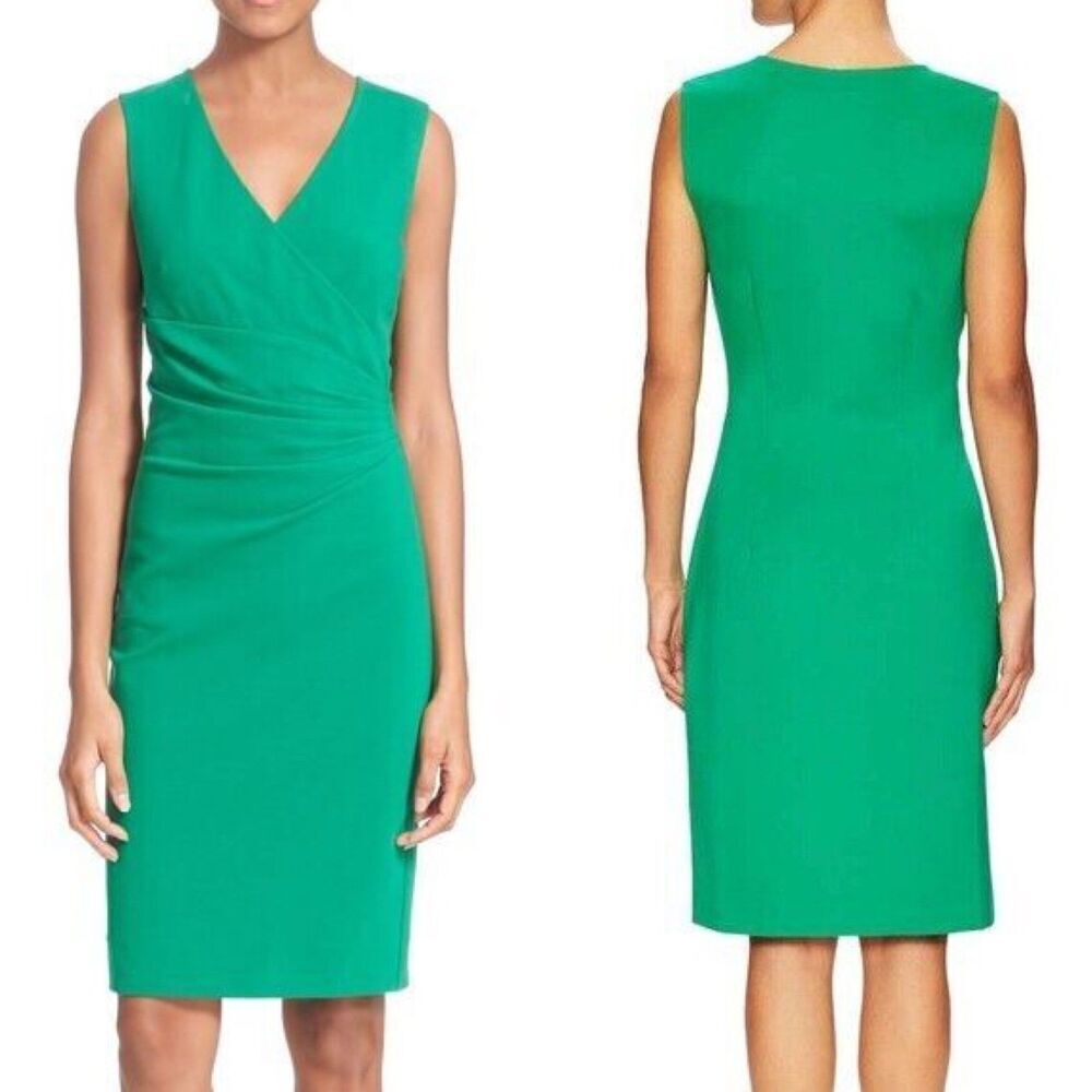 Diane Von Furstenberg Women's Size 8 Green Layne Draped Jersey Sheath Dress Work